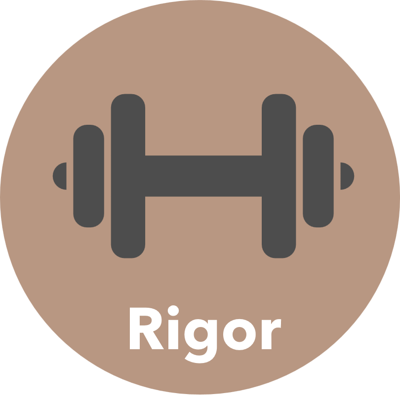 Rigor icon: a barbell
